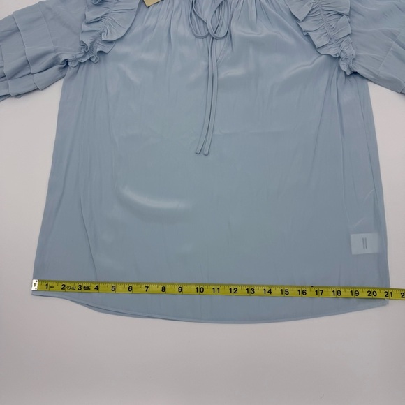 NWT Ramy Brook Women’s Samira Top Ruffled Crystal Blue Blouse Small Coquette - Picture 10 of 13
